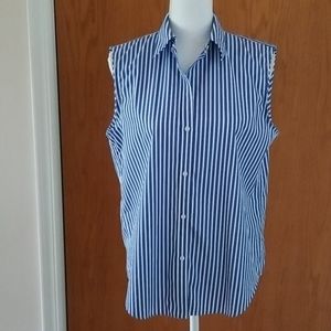 CHAPS NWOT Blue/White Striped Sleeveless Blouse M